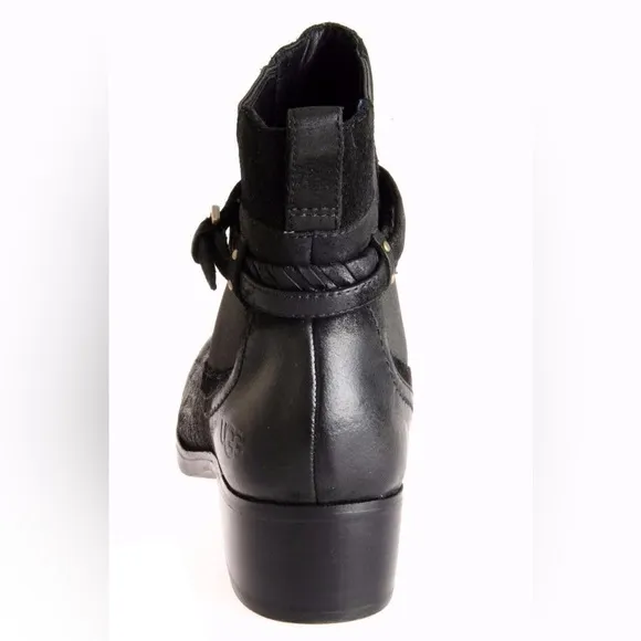 UGG AUSTRALIA KREWE MOTORCYCLE LEATHER ANKLE BOOTS Size 8
