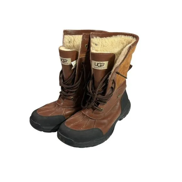 UGG‎ Australia S/N 5209 Women's 6 Brown Suede Sheepskin Lace Up Snow Boot