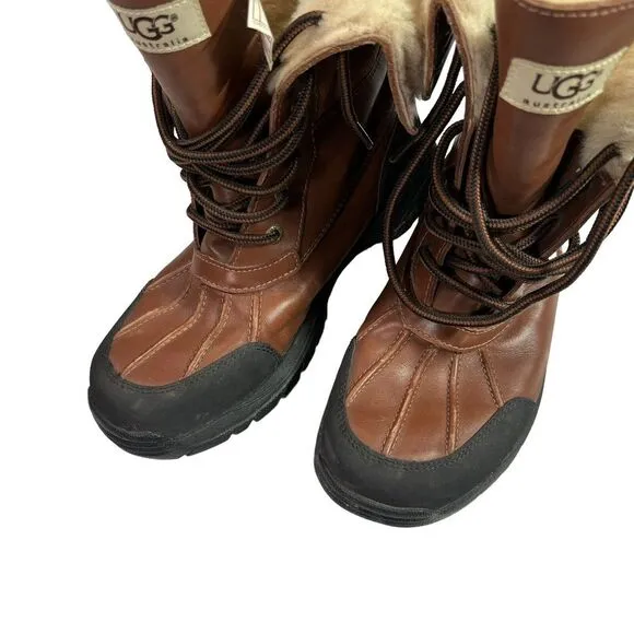 UGG‎ Australia S/N 5209 Women's 6 Brown Suede Sheepskin Lace Up Snow Boot