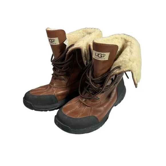 UGG‎ Australia S/N 5209 Women's 6 Brown Suede Sheepskin Lace Up Snow Boot