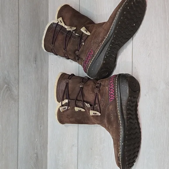 Ugg Australia Women 5156 Leather Brown Shearling-Lined Boots Shoes Sz 7