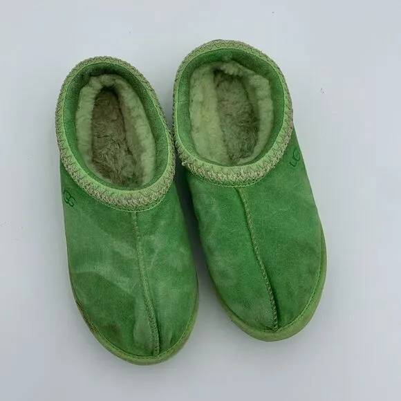 UGG bright lime green slip on Tasman style shoes mens size 10