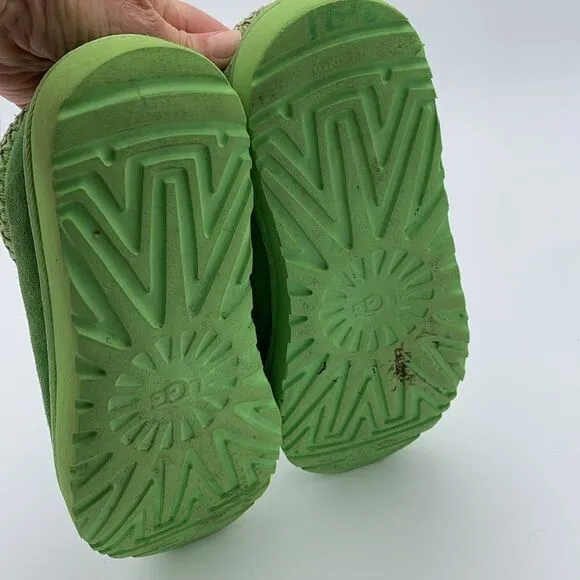 UGG bright lime green slip on Tasman style shoes mens size 10