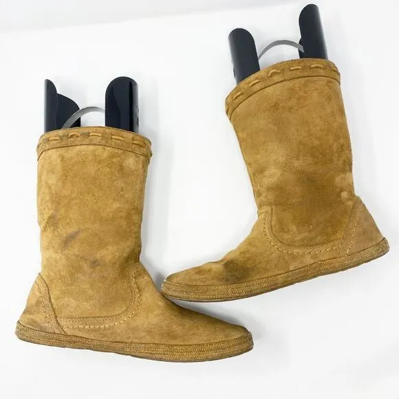 Ugg Chestnut Laurin Suede Flat Mid-Calf Boots Pull On Women's Size 10 EUC
