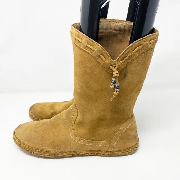 Ugg Chestnut Laurin Suede Flat Mid-Calf Boots Pull On Women's Size 10 EUC