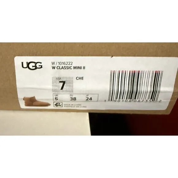 UGG CLASSIC MINI II CHESTNUT SUEDE SHEEPSKIN WOMEN'S BOOTS SIZE 7