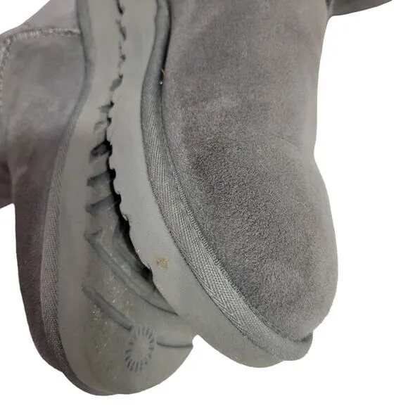 UGG Classic Tall Boots II Grey Suede Shearling Sheepskin Fur Flat Comfort Size 8