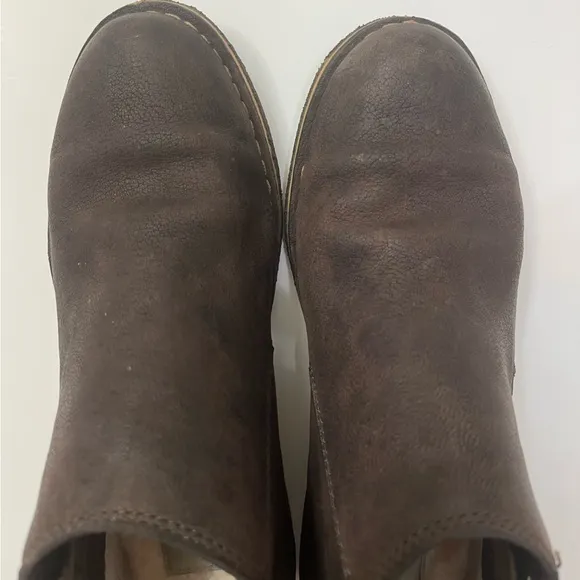 UGG Clementine side zip ankle boots brown leather booties sherpa insole 6