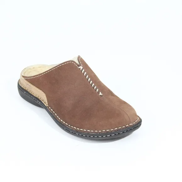 Ugg Clogs Women Shearling lined Shoes Leather Slip on Flat sz 5