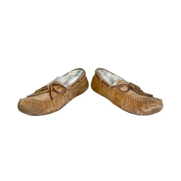UGG Dakota Chestnut Brown Suede Leather Wool Lined Moccasin Slipper Loafer Shoes