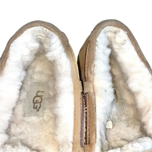 UGG Dakota Chestnut Brown Suede Leather Wool Lined Moccasin Slipper Loafer Shoes