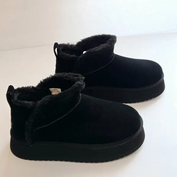 UGG Koolaburra Women's Black Ultra Mini Platform Flat Heel Winter Boots Sz 9