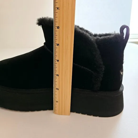 UGG Koolaburra Women's Black Ultra Mini Platform Flat Heel Winter Boots Sz 9