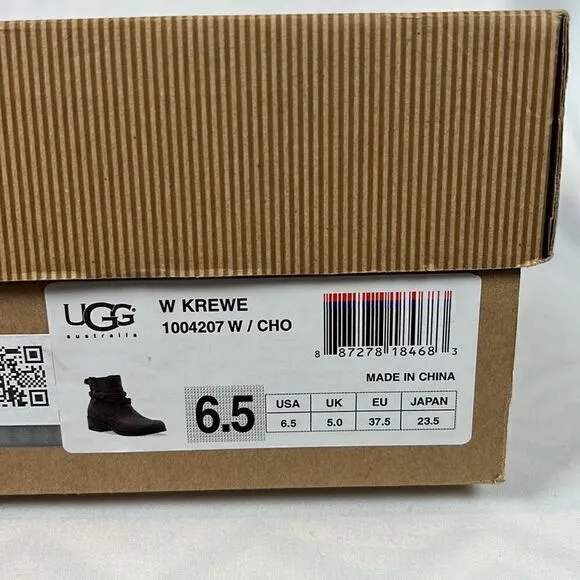 Ugg Krewe Chocolate Leather Boots Booties - 6.5