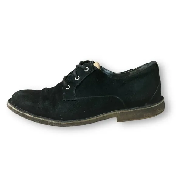 Ugg Mens 3269 Black Suede Lace Up Oxfords Chaucer Sheepskin Interior Shoes 10.5