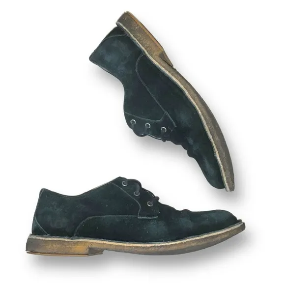 Ugg Mens 3269 Black Suede Lace Up Oxfords Chaucer Sheepskin Interior Shoes 10.5
