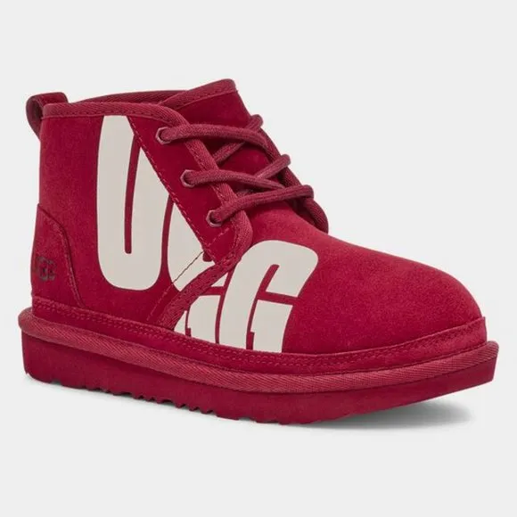UGG Neumel Suede Leather Red Chopd Split Chukka Boot. Size: 7, 8