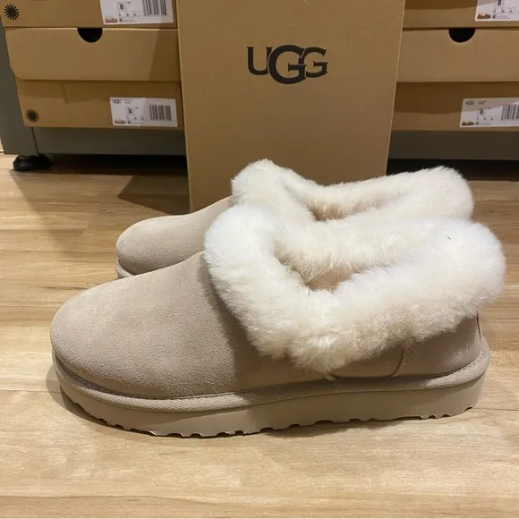 UGG | Nita Ultra Mini Bootie Closed Back Slippers SAND NEW