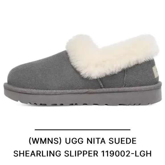 UGG | Nita Ultra Mini Shearling Suede Slipper Indoor Outdoor NEW Lighthouse Grey