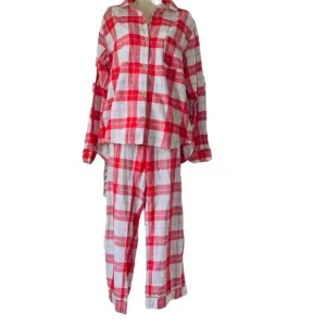 UGG Red Plaid 100% Cotton Long Sleeve Long Pant Pajama Set — SZ XL‎ EUC