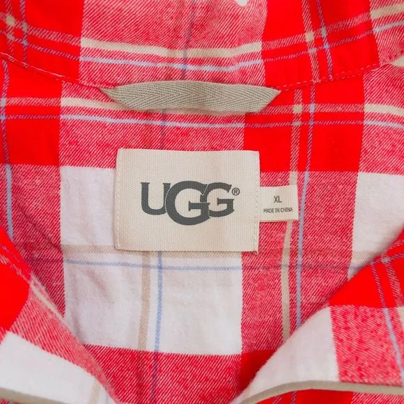 UGG Red Plaid 100% Cotton Long Sleeve Long Pant Pajama Set — SZ XL‎ EUC