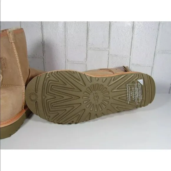 UGG Satin Bow Mini Boots Suntan Color Size 8 NEW
