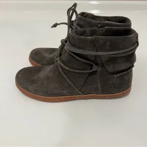 UGG Suede Gray Bootie Flat boot 6.5 NWOT