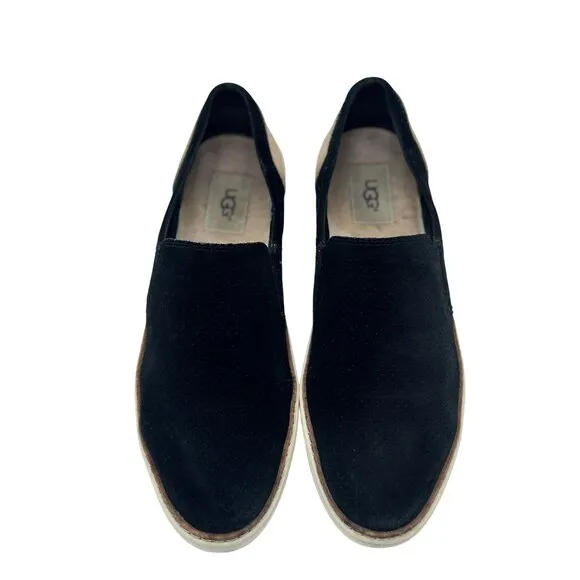 UGG Tan &amp; Black Suede Slip-On Shoes Womens Size 9