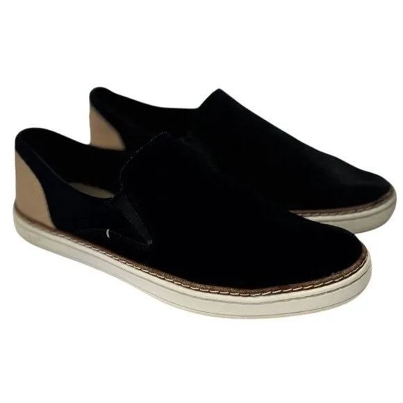 UGG Tan &amp; Black Suede Slip-On Shoes Womens Size 9
