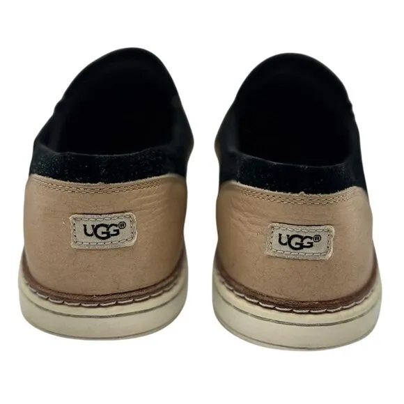 UGG Tan &amp; Black Suede Slip-On Shoes Womens Size 9