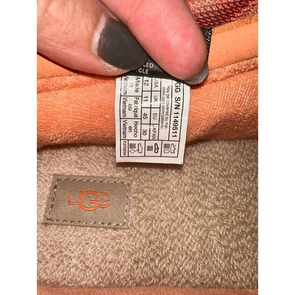 UGG Tasman LTA Peach Mens 1149510 Comfort Slippers Shoes US Size 10.5 or 11
