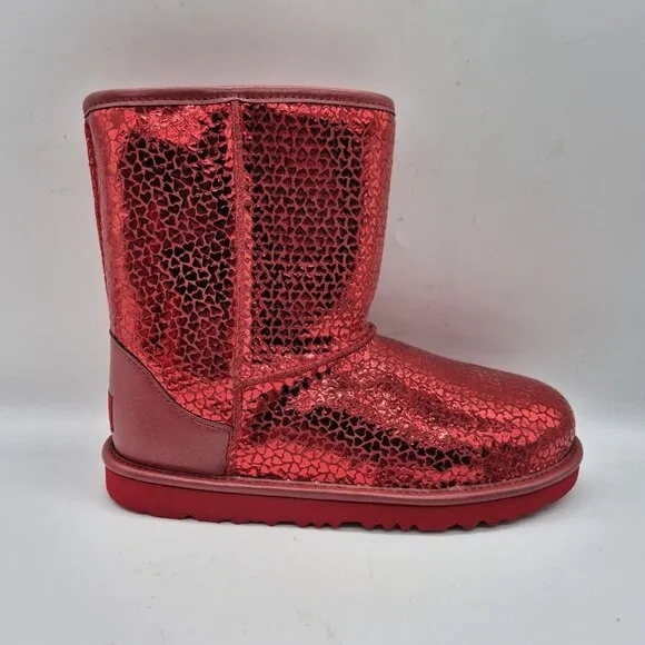 Ugg Toddler Girls Kids' Classic II Gel Hearts Boot Metallic Red Size US 10