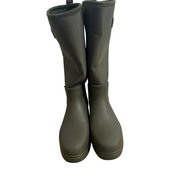 UGG Women’s 12 Droplet Tall Rain Boots Green Waterproof Comfy Neoprene Wool NEW