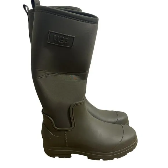 UGG Women’s 12 Droplet Tall Rain Boots Green Waterproof Comfy Neoprene Wool NEW