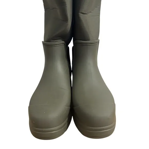 UGG Women’s 12 Droplet Tall Rain Boots Green Waterproof Comfy Neoprene Wool NEW