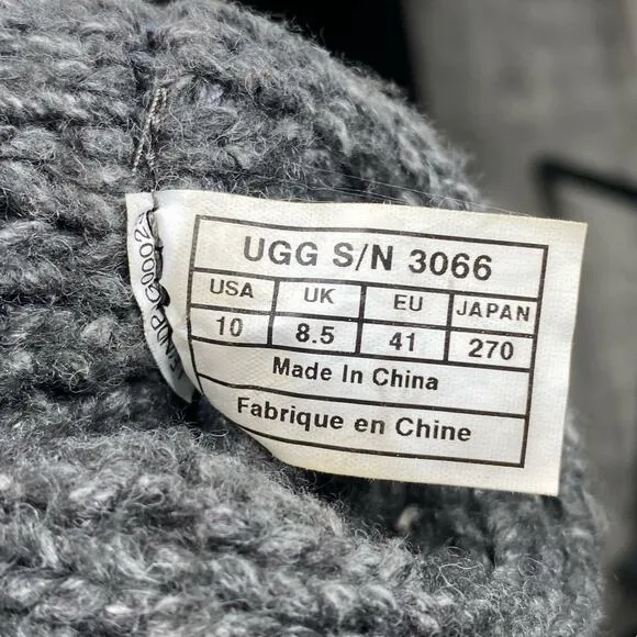 UGG Women’s Cardy Lattice Grey Knit Pull On Winter Boots Size US 10