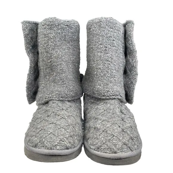 UGG Women’s Cardy Lattice Grey Knit Pull On Winter Boots Size US 10