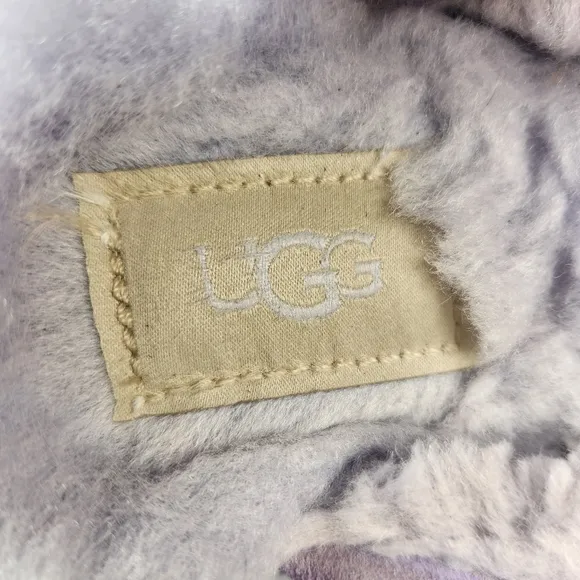 UGG Womens Discoquette Slipper 7 Purple Leather Shearling House Shoes Cozy Clogs