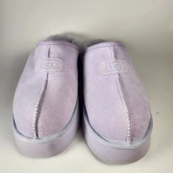 UGG Womens Discoquette Slipper 7 Purple Leather Shearling House Shoes Cozy Clogs