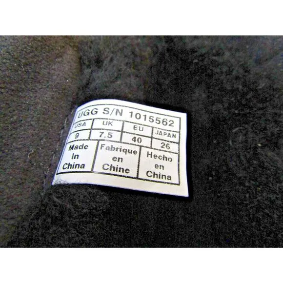 UGG Womens Size 9 M Black Suede Peacock Sheep Fur Lined Boots 1015562