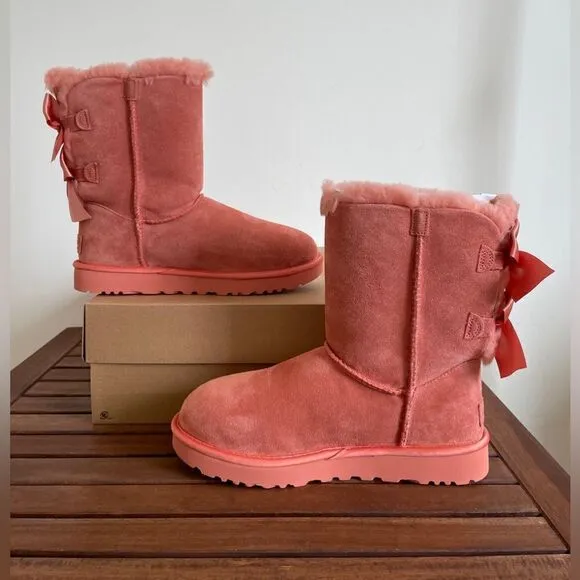 UGG Bailey Bow Satin Boots Clay Pot US Women Size 8/UK 6/EU 39