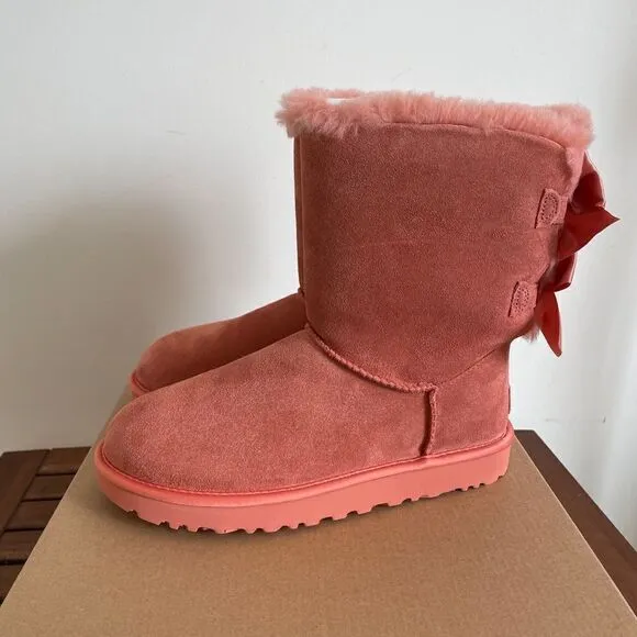UGG Bailey Bow Satin Boots Clay Pot US Women Size 8/UK 6/EU 39