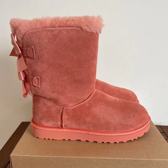 UGG Bailey Bow Satin Boots Clay Pot US Women Size 8/UK 6/EU 39