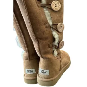 UGG Women's Tan Bailey Button Triplet Sheepskin Winter Boots 7