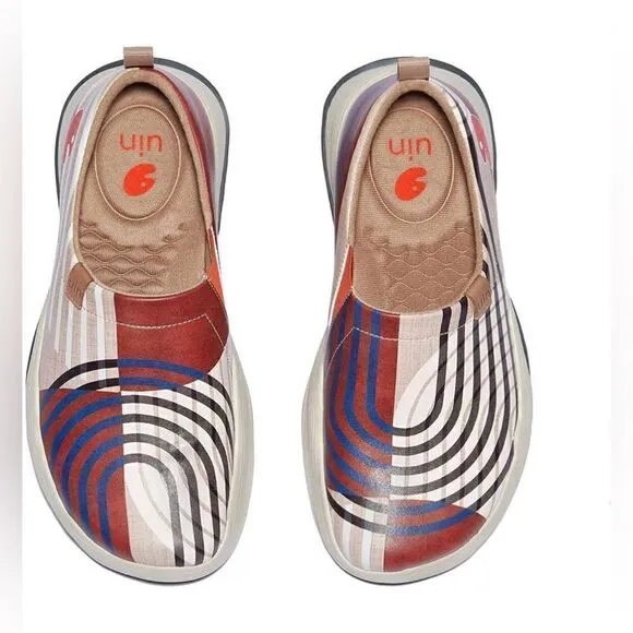 UIN Women's Walking Shoes Slip On Lightweight Wide Toe Sneaker (Collage Track)