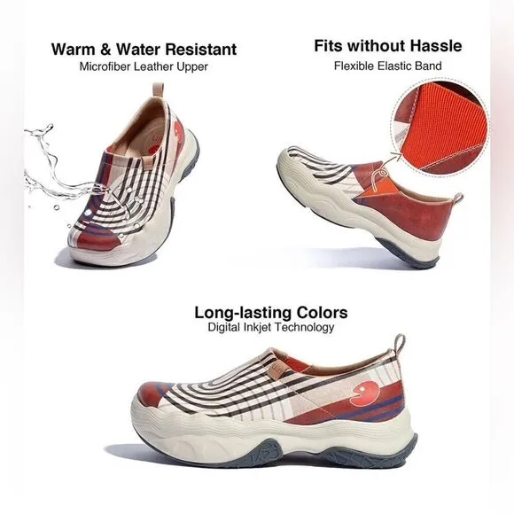 UIN Women's Walking Shoes Slip On Lightweight Wide Toe Sneaker (Collage Track)
