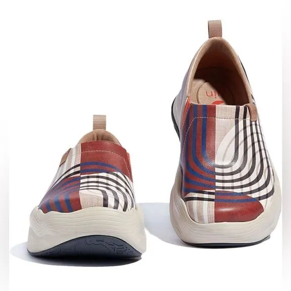 UIN Women's Walking Shoes Slip On Lightweight Wide Toe Sneaker (Collage Track)