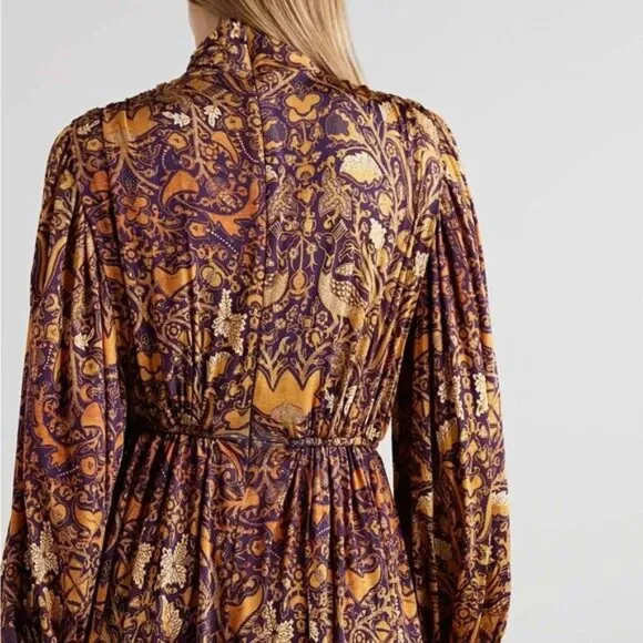 Ulla Johnson Wilhemina Gathered Printed Stretch-jersey Mini Dress. Sz: 0