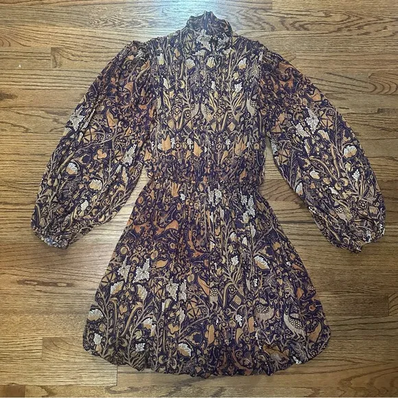 Ulla Johnson Wilhemina Gathered Printed Stretch-jersey Mini Dress. Sz: 0