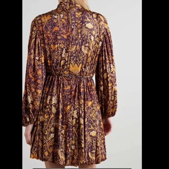 Ulla Johnson Wilhemina Gathered Printed Stretch-jersey Mini Dress. Sz: 0